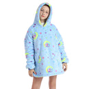 Kids Unicorn on The Moon Oversized Plush Blanket Hoodie Kids Blanket Hoodies Iconix 