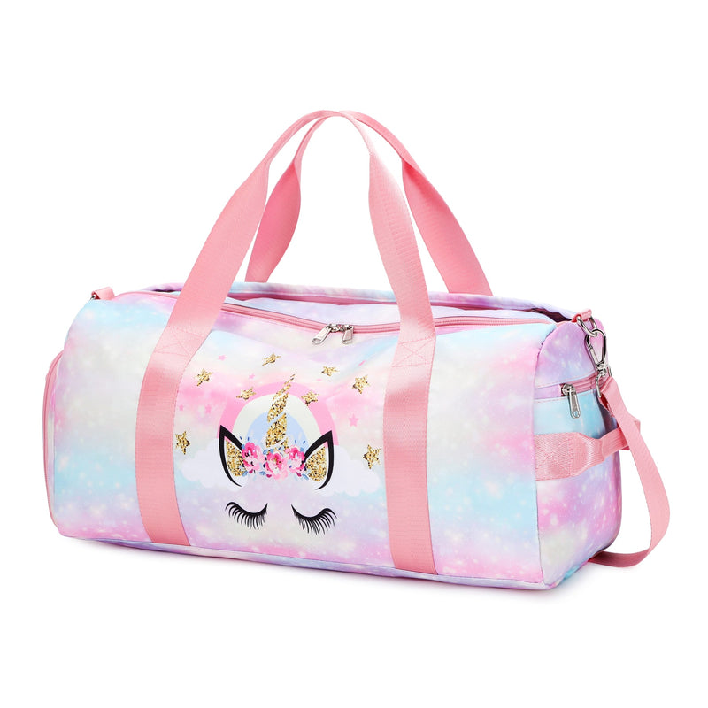 Kids Unicorn Twinkle Wet and Dry Overnight Bag Gym Bags Iconix 