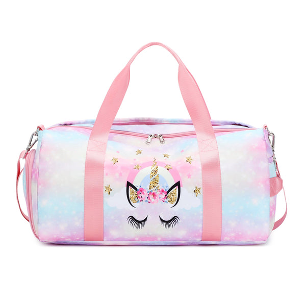 Kids Unicorn Twinkle Wet and Dry Overnight Bag Gym Bags Iconix 