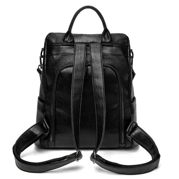 Ladies 3-Way Anti-Theft PU Leather Zipper Backpack - 1993 womens bags Iconix 