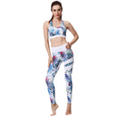Ladies Blue and White Tropical Yoga Set Activewear | HK203 Leggings Iconix 
