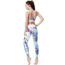 Ladies Blue and White Tropical Yoga Set Activewear | HK203 Leggings Iconix 