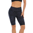 Ladies Blue Leopard Bike Shorts with Pocket | UP52 Women's Shorts Iconix 