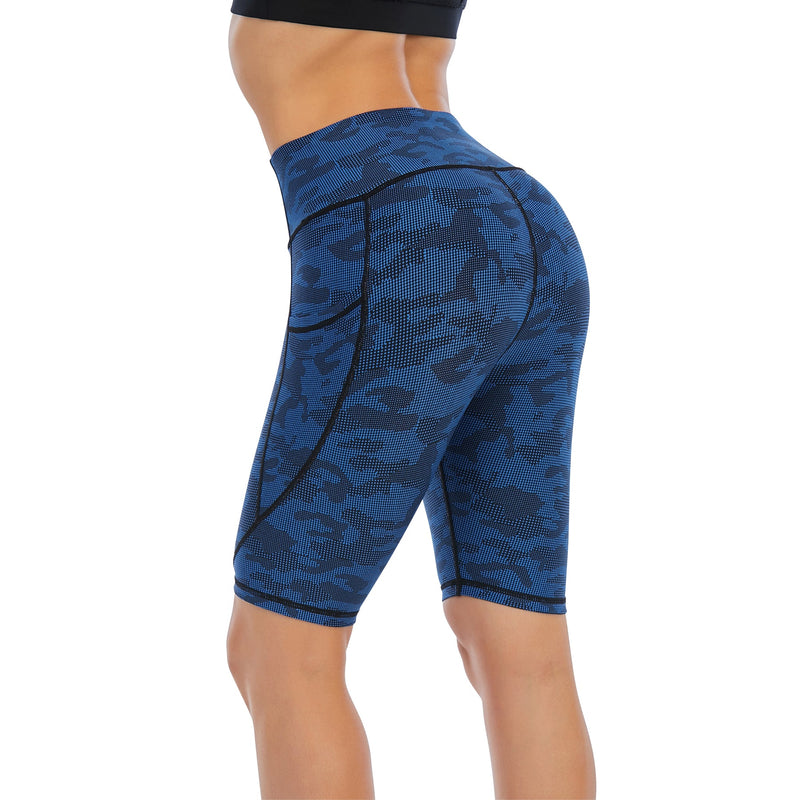 Ladies Blue Splash Bike Shorts with Pocket | UP55 Women's Shorts Iconix 