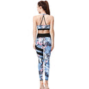 Ladies Blue Tropical Yoga Set Activewear | HK204 Leggings Iconix 
