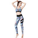Ladies Blue Tropical Yoga Set Activewear | HK204 Leggings Iconix 