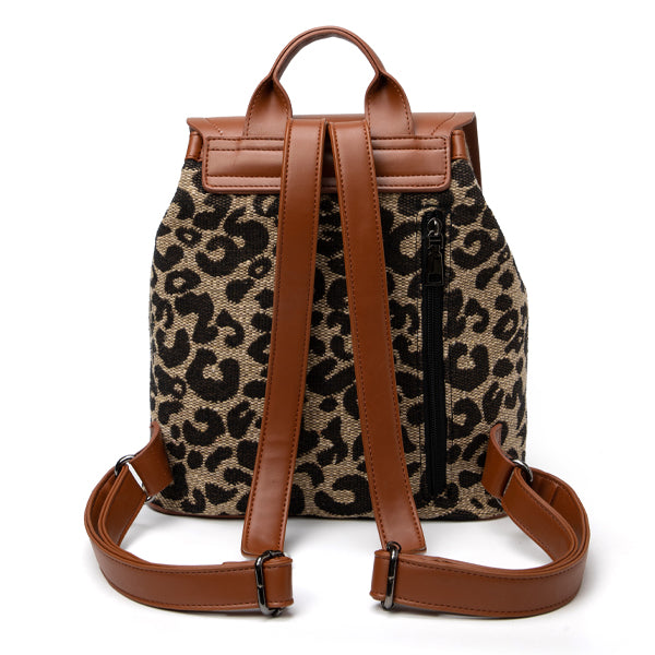 Leopard Print PU Leather Backpack womens bags Iconix 