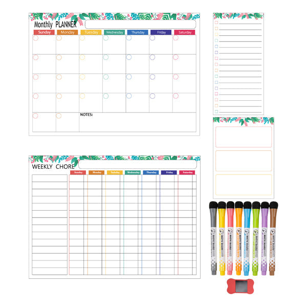 Magnetic Tropical Monthly and Weekly Planner Set Kitchen Iconix 