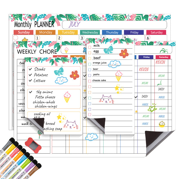 Magnetic Tropical Monthly and Weekly Planner Set Kitchen Iconix 