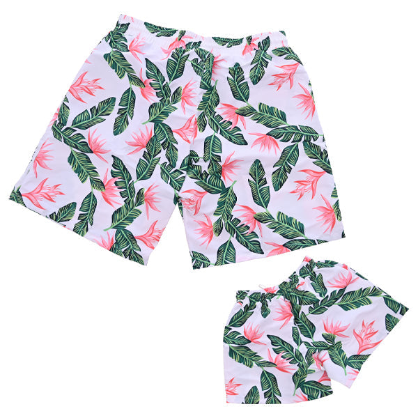 Matching Father or Son Green Floral Swim Shorts matching mens/boys Iconix 