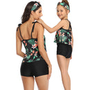 Matching Mom or Daughter Black Tropical Print Boyleg Two-Piece Swimwear matching bikinis Iconix 