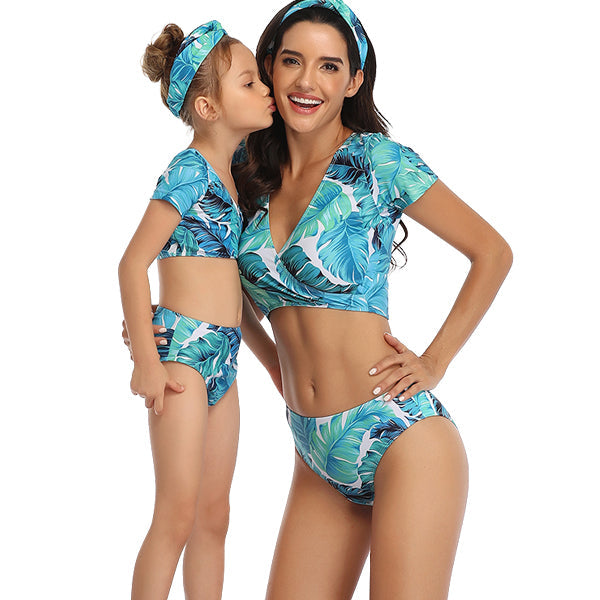 Matching Mom or Daughter Blue Lagoon Crop Two-Piece Bikini matching bikinis Iconix 
