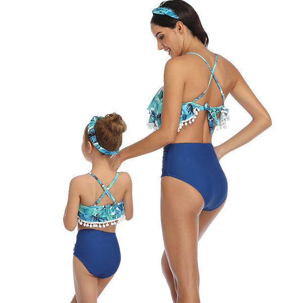 Matching Mom or Daughter Blue Lagoon Frill Two-Piece Bikini matching bikinis Iconix 