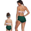 Matching Mom or Daughter Green Floral Print Two-Piece Bikini Matching Bikini Iconix 