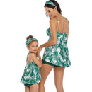 Matching Mom or Daughter Green Leaf Frill Boyleg Bikini matching bikinis Iconix 