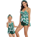 Matching Mom or Daughter Green Leaf Frill Boyleg Bikini matching bikinis Iconix 