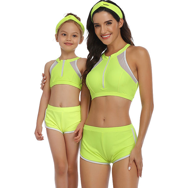 Matching Mom or Daughter Green Neon Two-Piece Bikini matching bikinis Iconix 