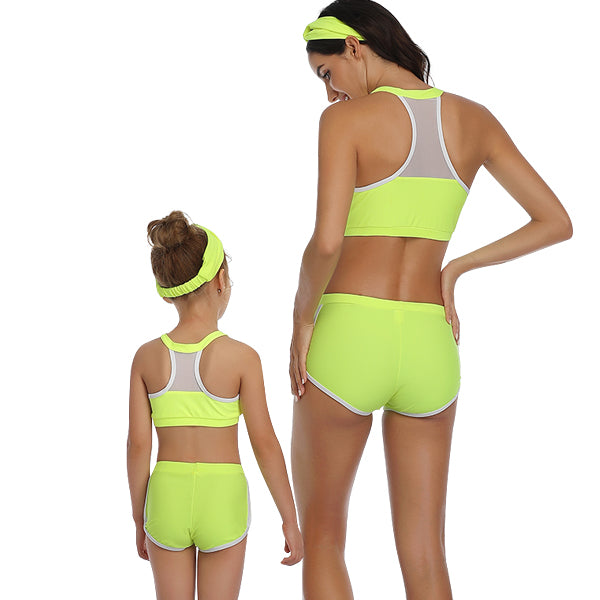 Matching Mom or Daughter Green Neon Two-Piece Bikini matching bikinis Iconix 