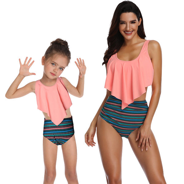 Matching Mom or Daughter Peach Tribal Print Two-Piece Bikini matching bikinis Iconix 