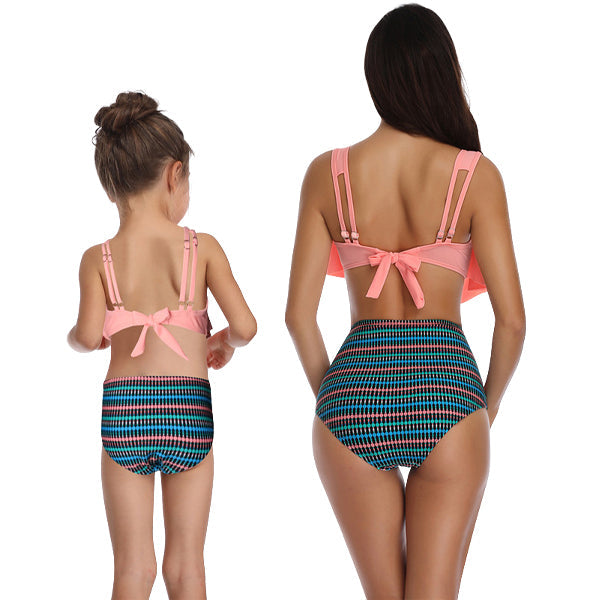 Matching Mom or Daughter Peach Tribal Print Two-Piece Bikini matching bikinis Iconix 