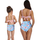 Matching Mom or Daughter Soft Pink and Blue Floral Two-Piece Bikini matching bikinis Iconix 