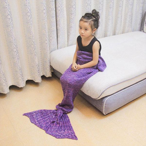 Mermaid Tail Blanket (Kids Size) Pink, Blue and Purple | 788 Iconix Purple 