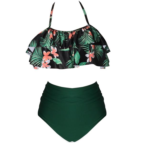 Mom or Daughter Black Tropical Frill Matching Bikini bikini Iconix 