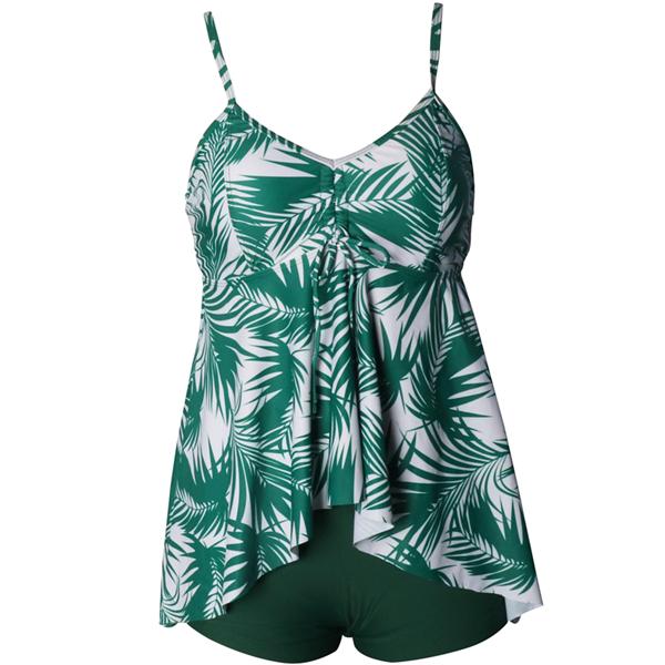Mom or Daughter Green Leaf Frill Matching Boyleg Bikini bikini Iconix 