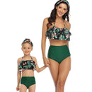 Mom or Daughter Matching Black Tropical Frill Two-Piece Bikini matching bikinis Iconix 