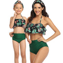 Mom or Daughter Matching Black Tropical Frill Two-Piece Bikini matching bikinis Iconix 