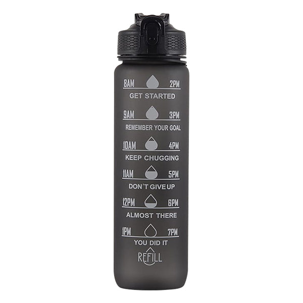 Motivational Time Marker Water Bottle - Black Running Accessories Iconix 