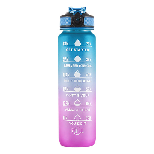 Motivational Time Marker Water Bottle - Blue and Purple Water Bottle Iconix 