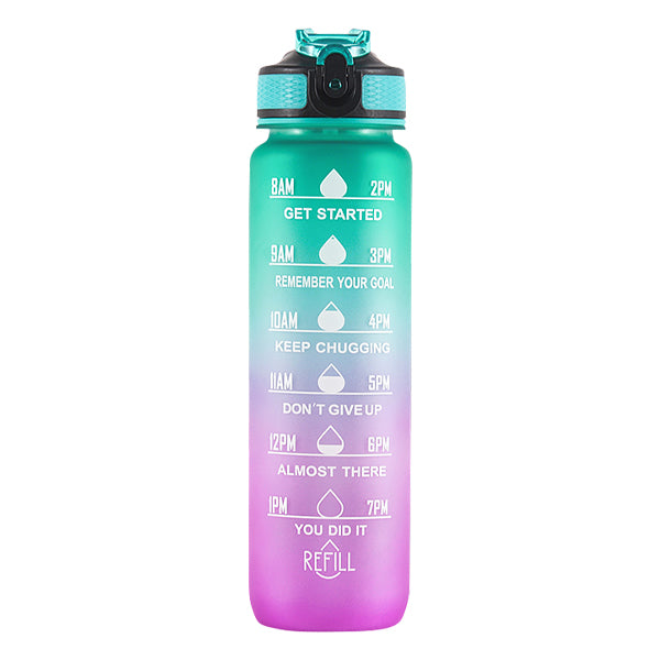 Motivational Time Marker Water Bottle - Green and Purple Running Accessories Iconix 