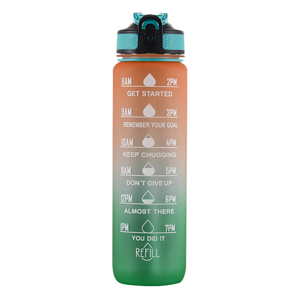 Motivational Time Marker Water Bottle - Orange and Green Running Accessories Iconix 
