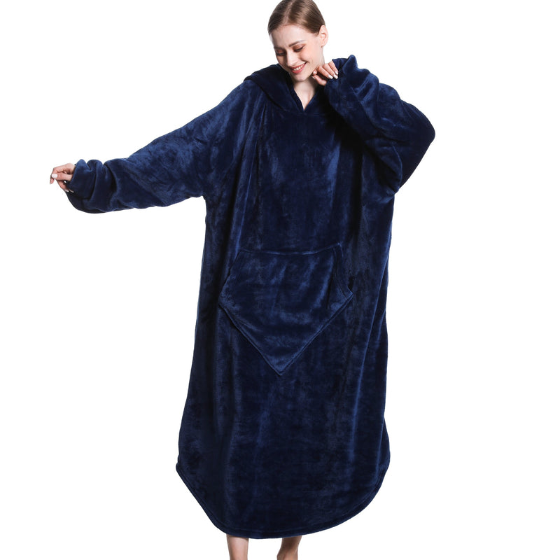 Navy Blue Oversized Floor-Length Body Blanket Hoodie Adult Blanket Hoodies Iconix 