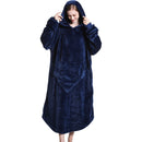 Navy Blue Oversized Floor-Length Body Blanket Hoodie Adult Blanket Hoodies Iconix 
