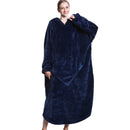 Navy Blue Oversized Floor-Length Body Blanket Hoodie Adult Blanket Hoodies Iconix 