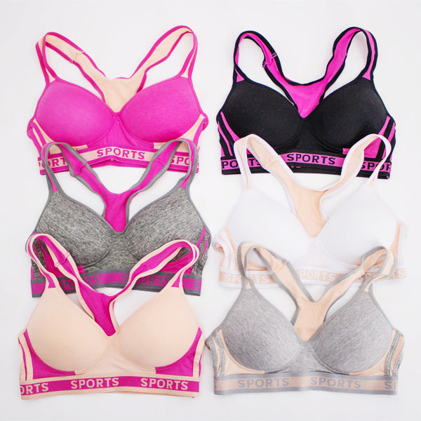 Pack of 6 Colour Wireless Sports Bra's - 8922--32B available sports bras Iconix 