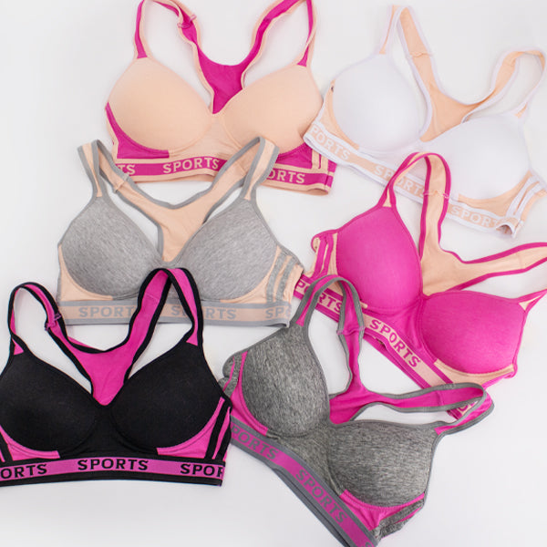 Pack of 6 Colour Wireless Sports Bra's - 8922--32B available sports bras Iconix 