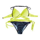 Padded Criss-Cross Bikini Set Swimsuit in Neon Yellow bikinis Iconix 