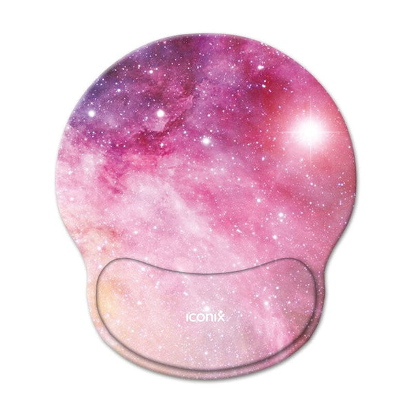 Pearlescent Pink Mouse Pad with Gel Wrist Guard Support Mouse Pads Iconix 