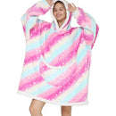 Pink and Blue Unicorn Oversized Plush Blanket Hoodie blanket hoodies Iconix 
