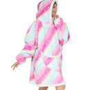Pink and Blue Unicorn Oversized Plush Blanket Hoodie blanket hoodies Iconix 