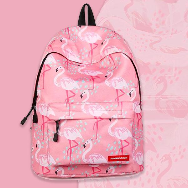 Pink Flamingo Printed Backpack Backpack Iconix 