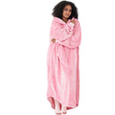 Pink Oversized Floor-Length Body Blanket Hoodie Adult Blanket Hoodies Iconix 