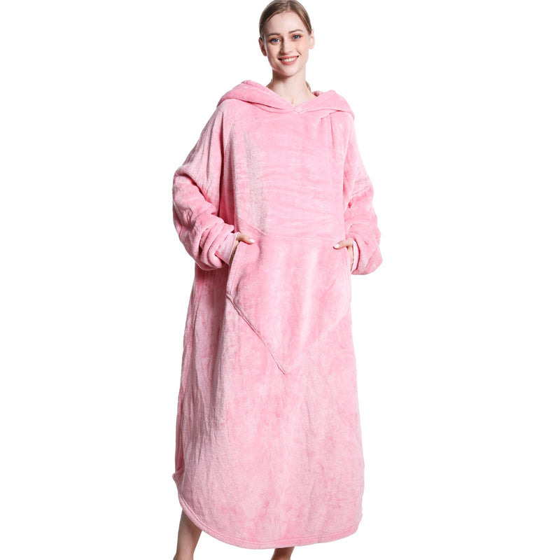 Pink Oversized Floor-Length Body Blanket Hoodie Adult Blanket Hoodies Iconix 