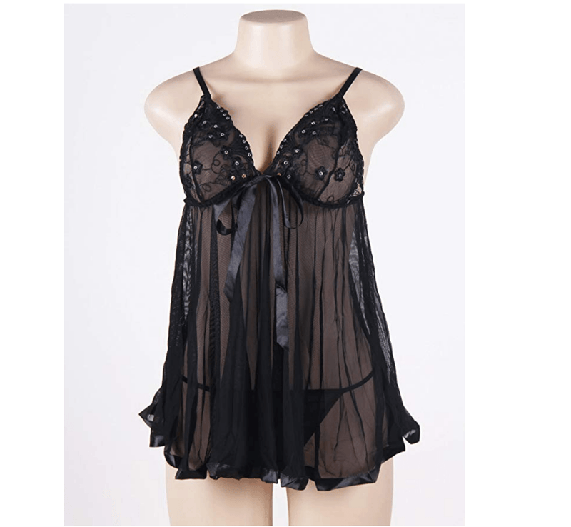 Plus Size Sexy lingerie With G String-E20731P - Black Iconix 
