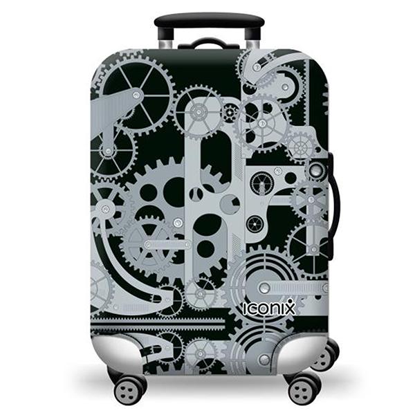 Printed Luggage Protector - Rotating Gears Luggage Protector Iconix 