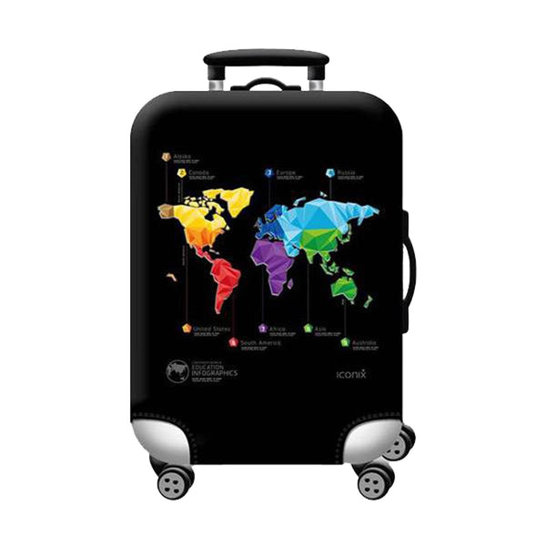 Printed Luggage Protector - World Map Luggage Protector Iconix 