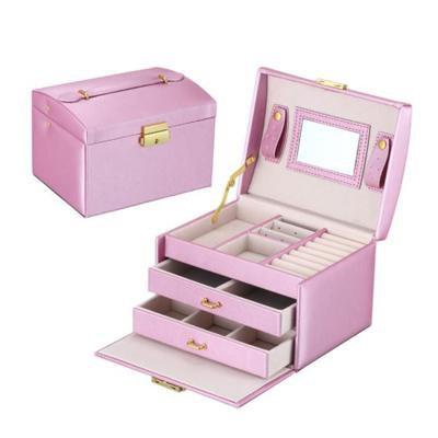 PU Leather Jewelry Storage Case Organizer with Drawers Beauty Iconix 